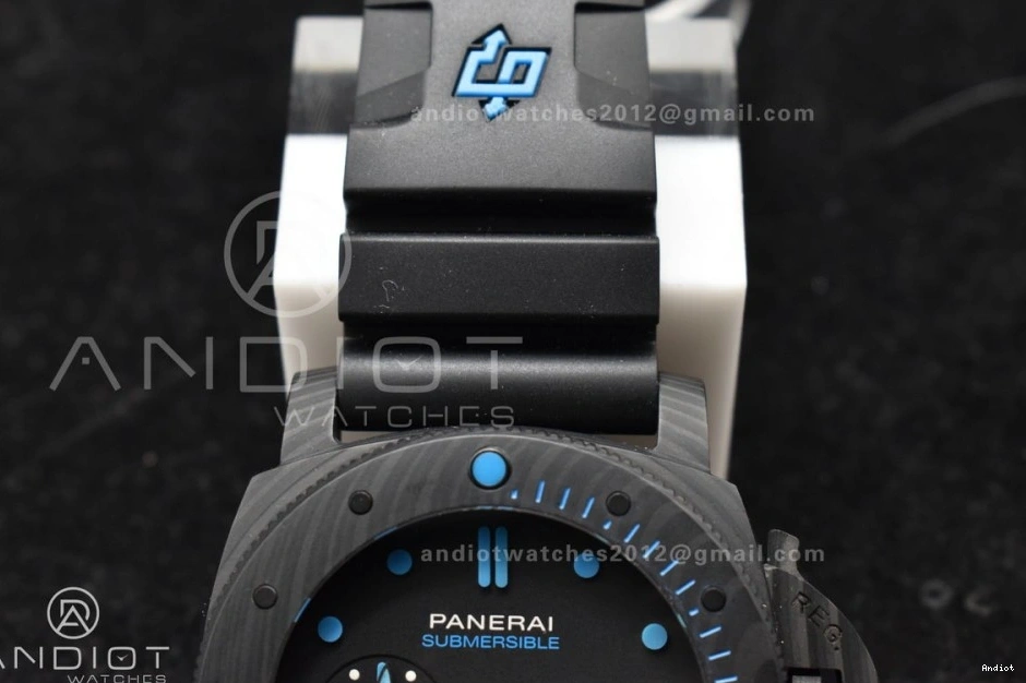 Clone VSF on Markers Blue 47mm Strap PAM1616 Carbotech Best Dial P.9010 Rubber Edition Black 0515